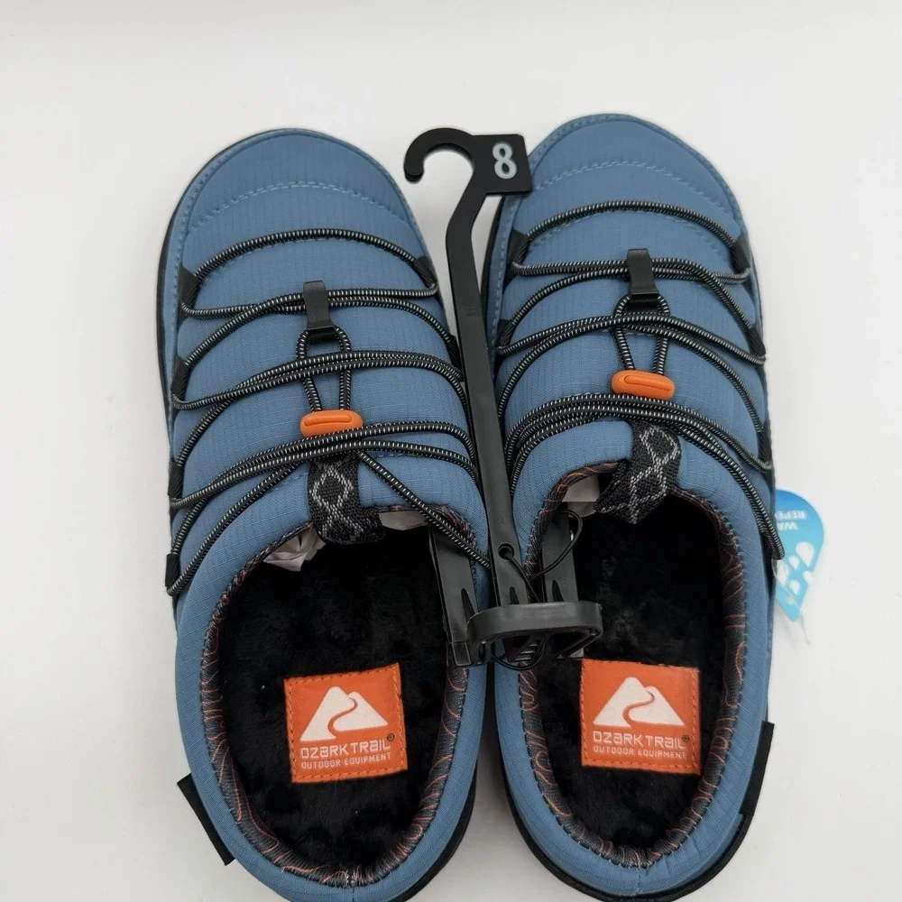 New‎ Ozark Trail Men's 8 Slip-on Shoes Blue Water Repellent Bungee Slippers NWT